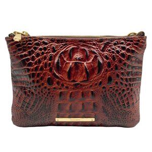 Brahmin Dark Brown Croc Embossed Melbourne Lorelei Crossbody Bag